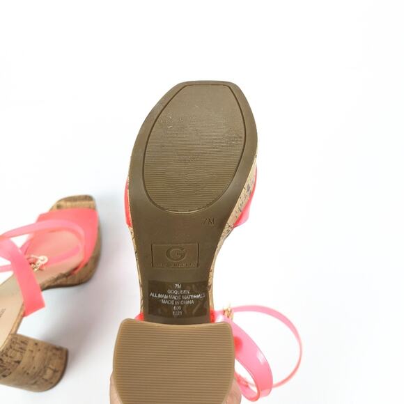 GBG Los Angeles Womens Shoes Pink Queen Platform Cork Block Heel Sandals Size 7 - Picture 7 of 10